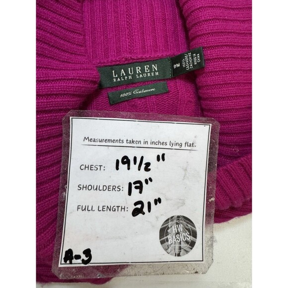 Ralph Lauren  100% Cashmere Crossover V-Neck SWEATER FUCHSIA  SIZE M -PETITE - Picture 8 of 8